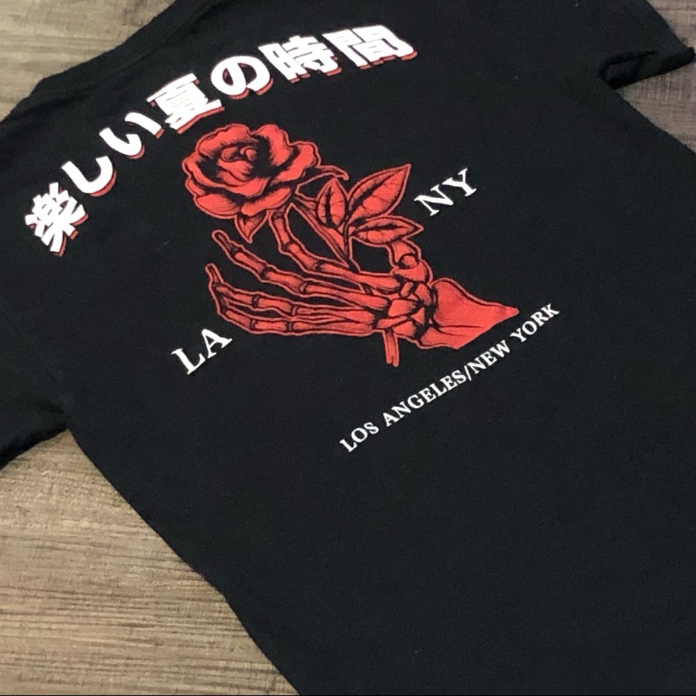 Los Angeles/New York Japanese skeleton rose shirt